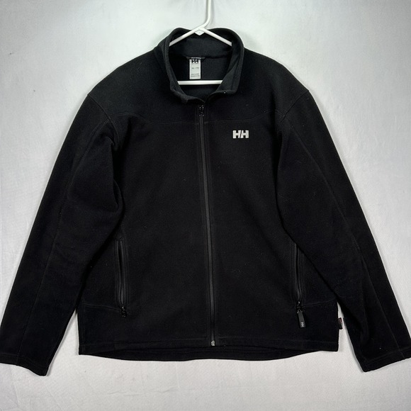 Helly Hansen Fleece Jacket Mens 2XL Black Polartec Full Zip Outdoor HH Logo - Picture 1 of 9